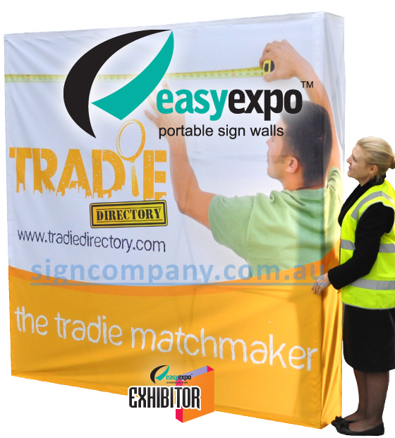 Tradies Expo, Pop up wall signs supplier for cheap pop up display signs