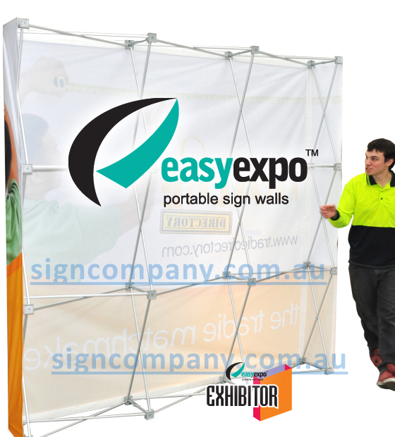 Rear of the pop up display sign wall. This pop up sign wall is available Australia wide in all cities here